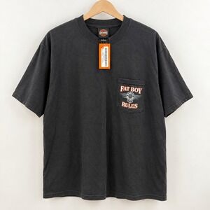 Harley Davidson Biker Gorpcore Pocket Tee Mens Large Fat Boy Rules Graphic Tee